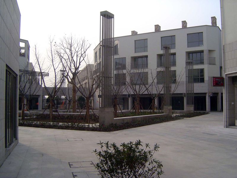 A commercial square, nearing completion in February, 2007.