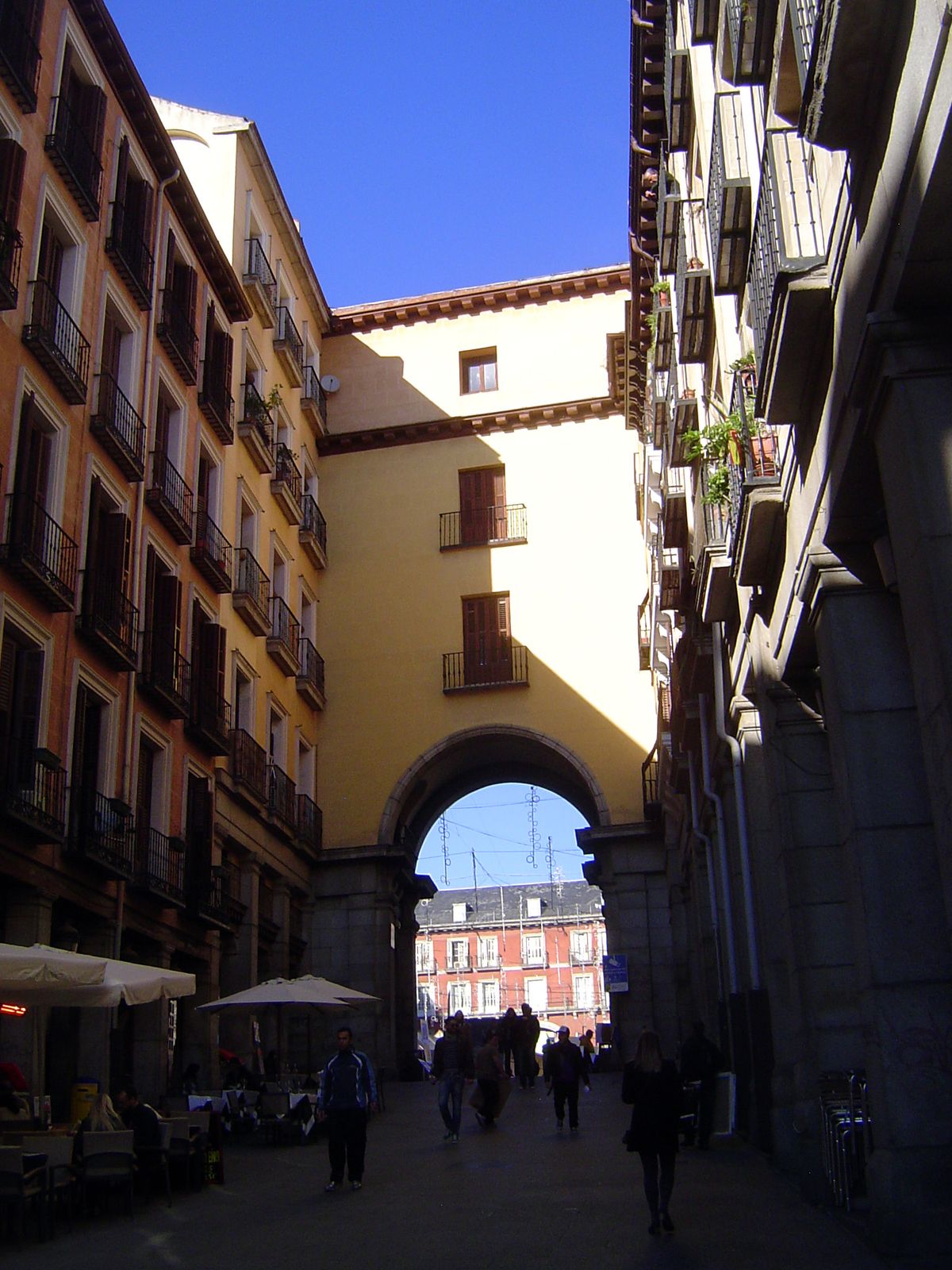 An arch separates the Plaza Mayor from the Calle de Toledo. The bridge we began with is a bit over a mile toward the south, say seven o-cloc