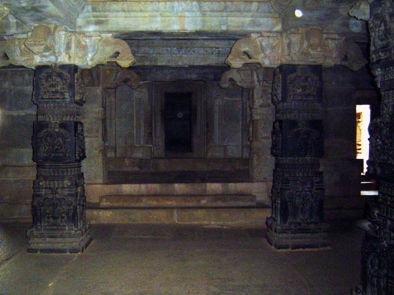 The now empty shrine is remarkable for its carved and polished basalt pillars.