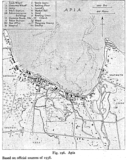 The town in 1936 was still hardly more than Beach Road.

British Naval Intelligence, Pacific Islands Handbook, vol. 2, BR519b, 1943, p. 657.