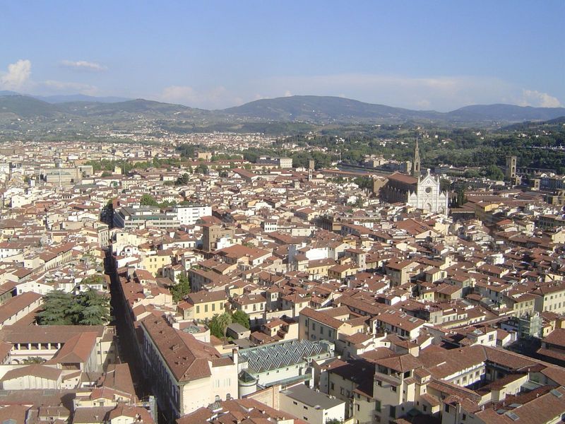 We can look east across a cityscape from which only Santa Croce stands out.