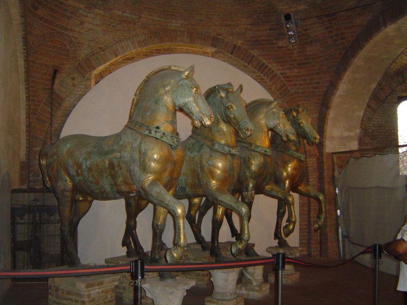 The real horses are just inside the basilica. Napoleon took them to France, but they were returned, then taken to Rome in the First World Wa