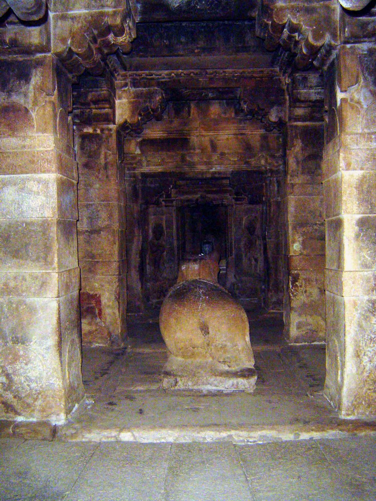 Interior; the temple was converted at some point to the worship of Shiva; the Nandi was then put in place.