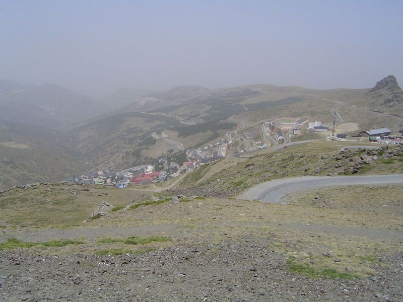 The near-sterile slopes are a plus for skiing. The "city" below is nothing of the sort; it's a congery of winter resorts, more or less deser
