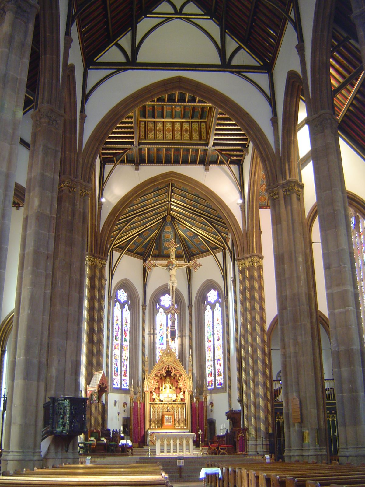 Pugin did the high altar, too, as well as the "daringly thin" roof timbers.