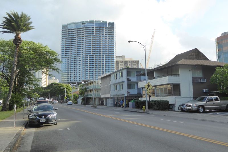 The Ritz-Carlton Residences have a fine view of some of the apartments on Saratoga Avenue.