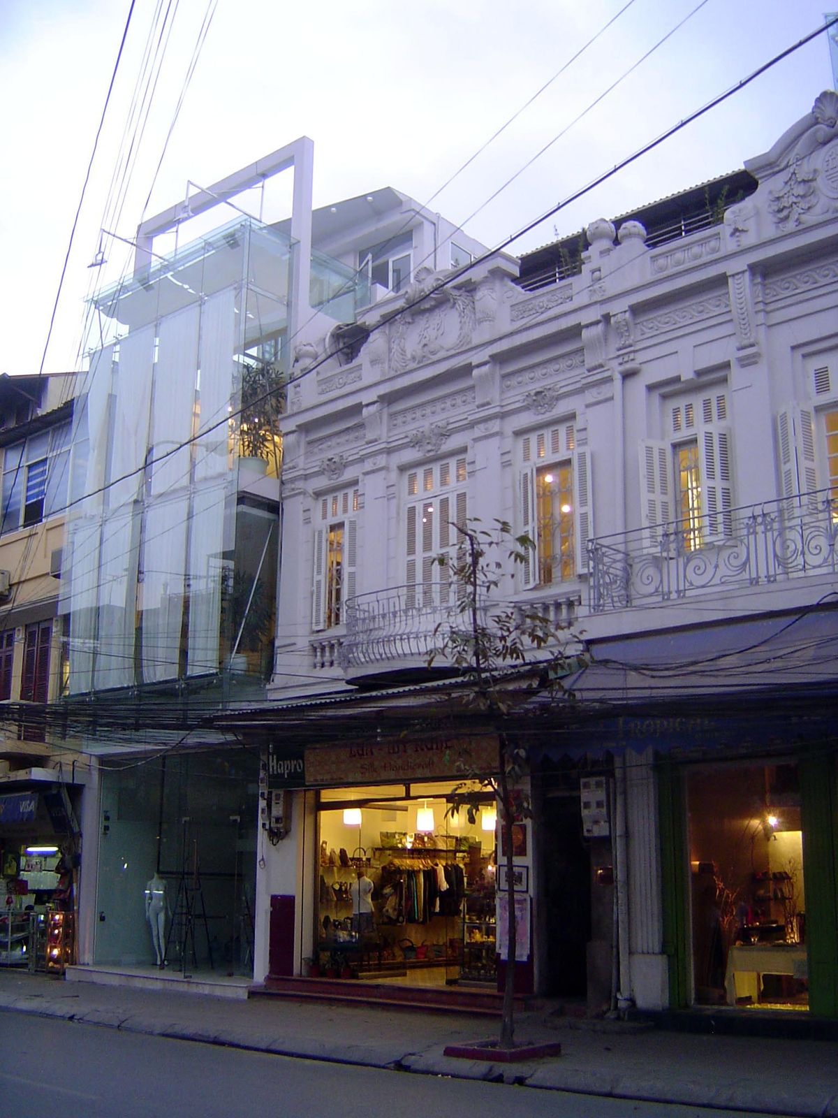 Stylistic juxtaposition on a high-rent street.