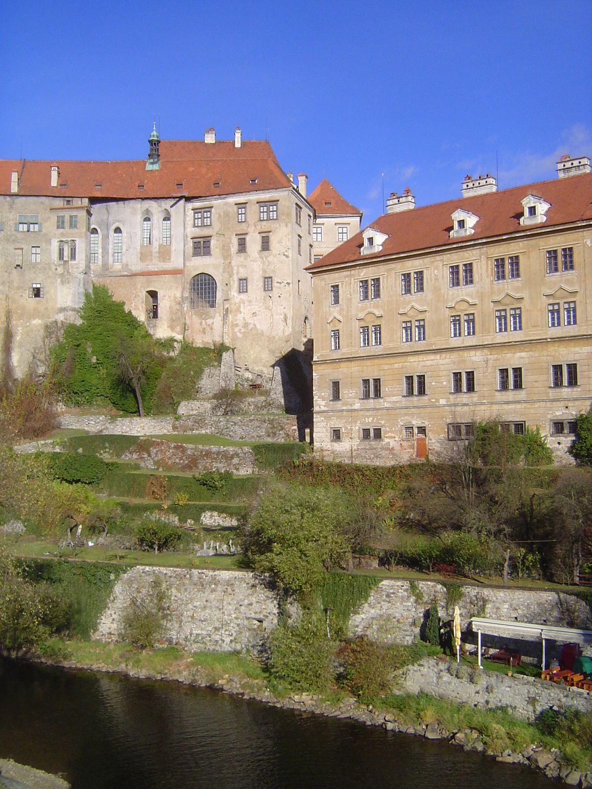 Parts of the castle seen from across the river.