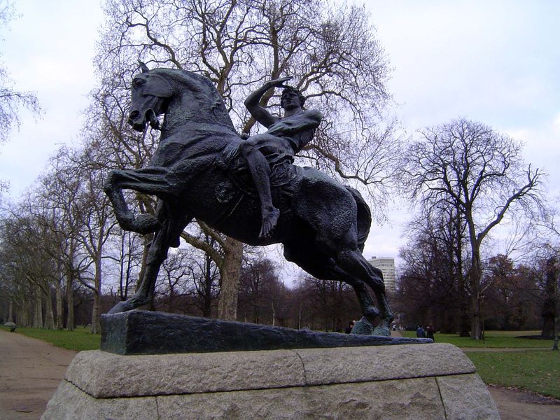 Also in the Gardens, this is one of three castings of Physical Energy, by George Frederick Watts. Created in 1902, the figure in Watts' own 
