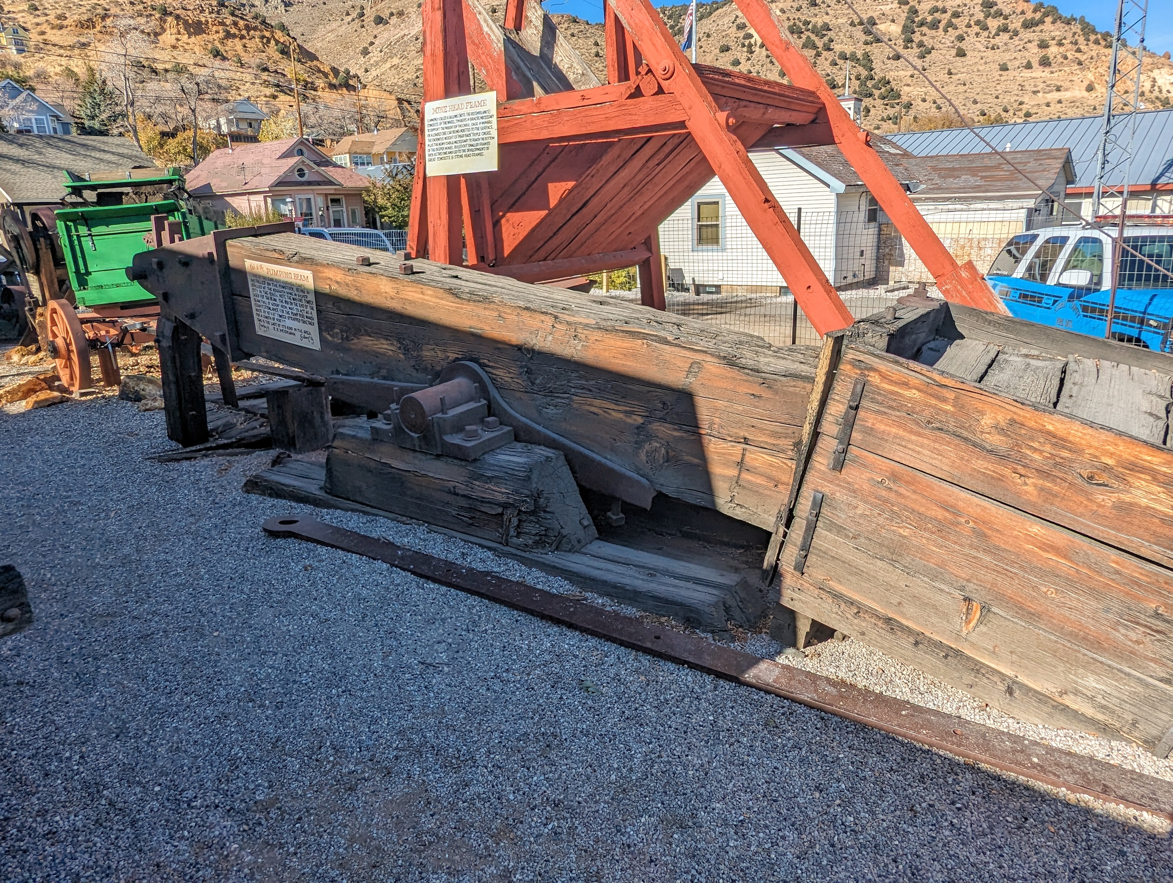 The museum also has this monster walking beam, originally driven by a huge but now absent steam engine and flywheel.  The far end of the bea