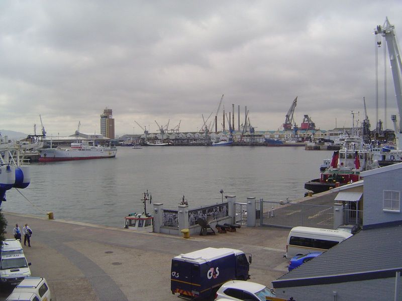 That's the Control Tower on the left. We're looking over the Victoria Dock, the largest and outermost of the three Victorian enclosures. Vic