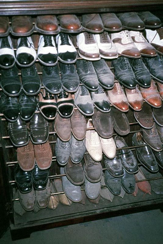 The wealth of the Hyderabad nobility expressed itself in many ways, here in shoes. These belonging to a man who had been very wealthy in the