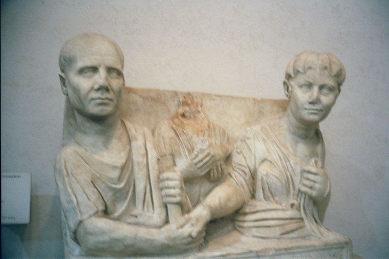 Such honesty, combined with a surprising degree of domestic tenderness, was common on sarcophagi, like this one from the Palazzo Massimo.