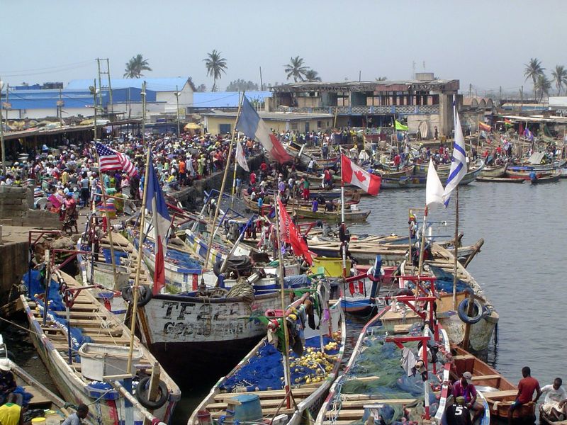 Far and away the most colorful spot in Elmina, and perhaps in Ghana as a whole, is the fabulous fishing harbor that hugs the castle. Canadia