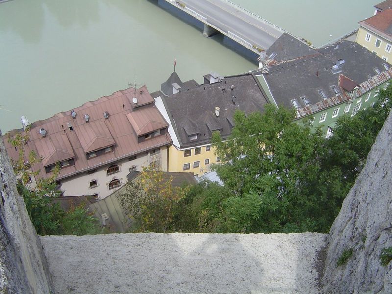 Secure enough? Looking down to the Inn.