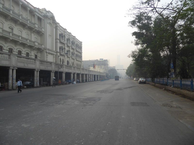 Just as the Great Eastern Hotel was reduced to a facade hiding a new hotel, so, too, the old Grand Hotel, shown here very early one morning 