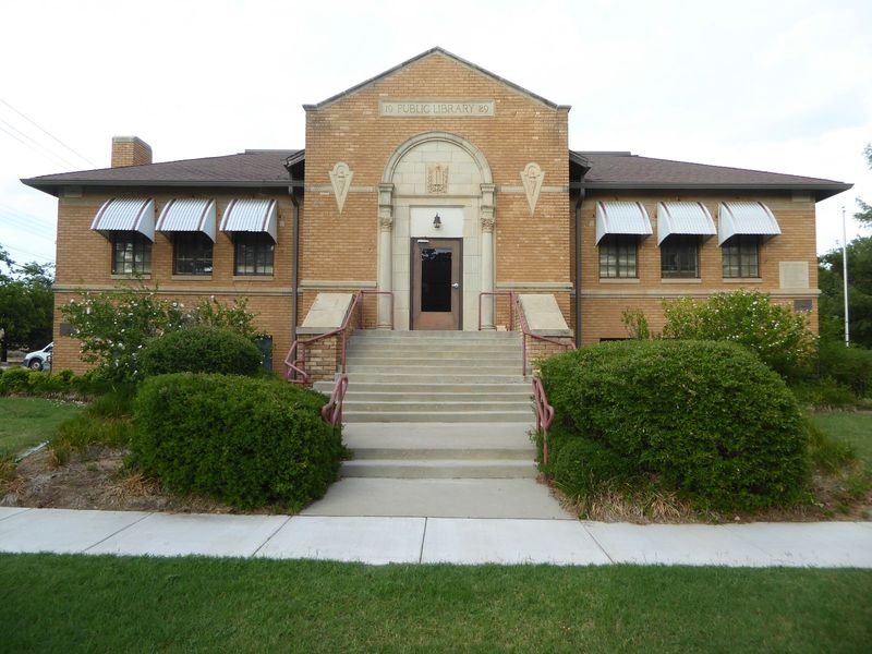 Not from Carnegie; instead, the public library was funded by a $25,000 bond issue approved in 1928. A 400-member Library Association was pre