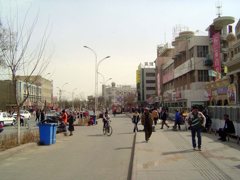 Main street of the modern part of town.