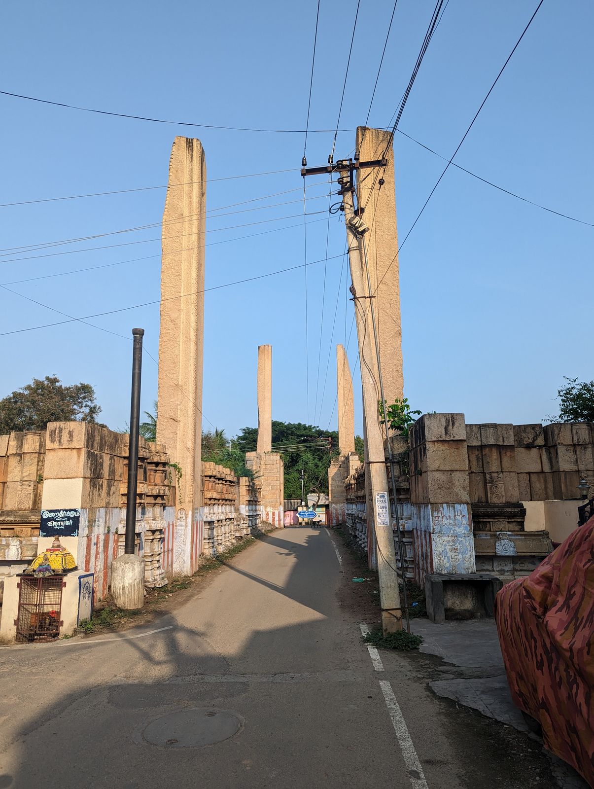 Just outside that gopuram these jambs have been waiting for several centuries for work to begin around them.   Somebody should tell them tha