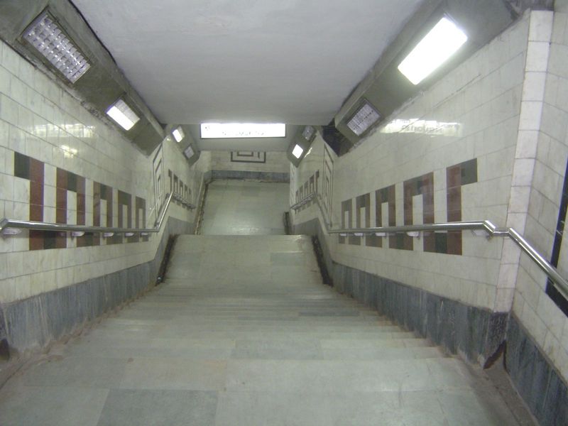 Calcutta does have one symbol of modern cities. We're headed downstairs, under Chowringhee.