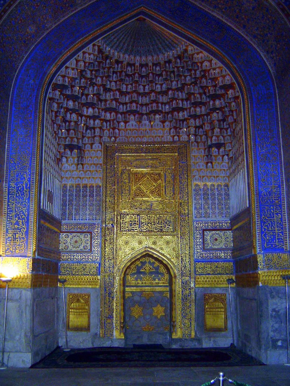 Inside, the mihrab, or prayer niche, has recently been recovered with gold leaf.