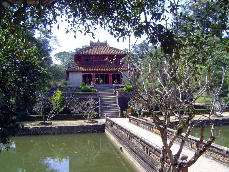 The Sung An temple with Trung Minh Lake. Minh Mang was the fourth son of Gia Long, founder of the dynasty.