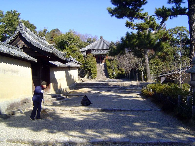 On the west side of the temple is a path to an octagonal temple on the low hill in the background.