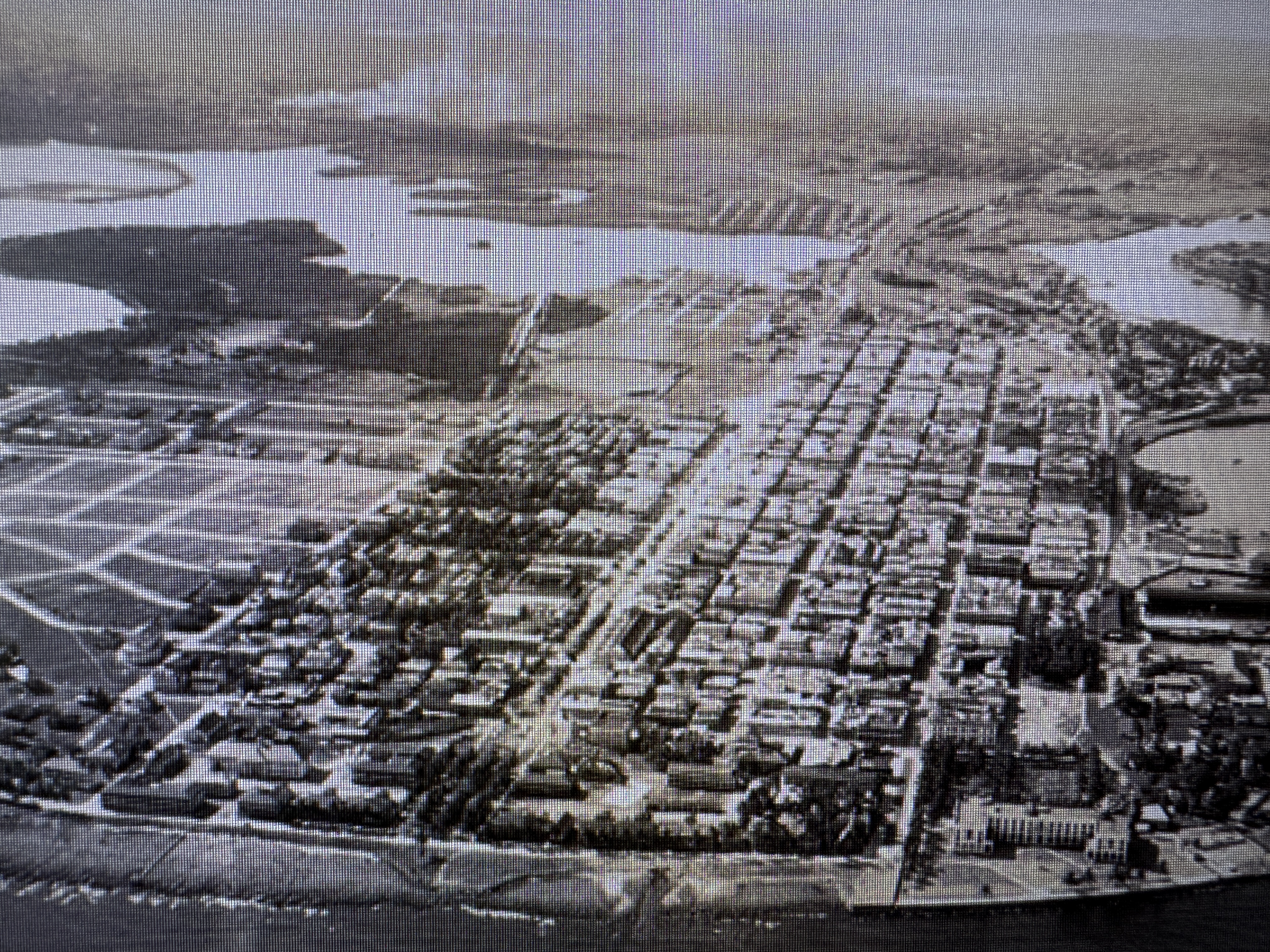 Here's a view from the 1920s.  The water at the upper right was part of the Panama Canal begun by the French but abandoned before completion