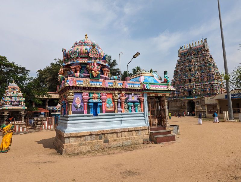 Be careful what you wish for.  Here are some Disneyesque side shrines; the main temple is under the gopuram.