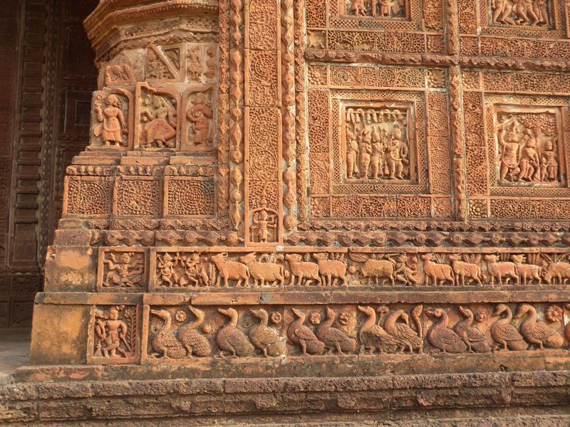 Michell writes p. 91-2: "The sculptures of the early temples at Bishnupur represent the first great monumental expression of Hindu terra-cot