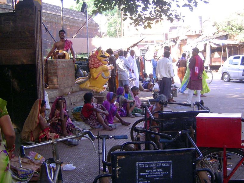 A line of women waiting.