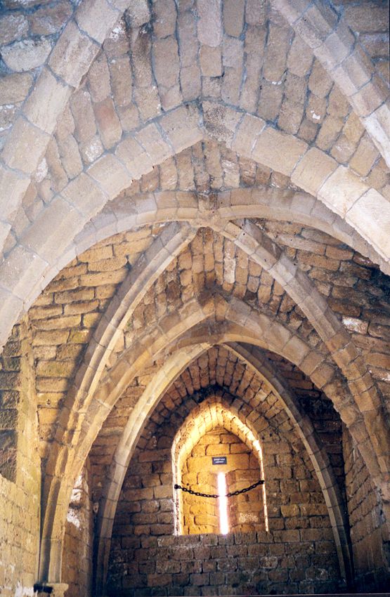 Inside the east gate of the Crusader city. It was designed with a right-angle turn, so one enters from behind the camera, then turns right t