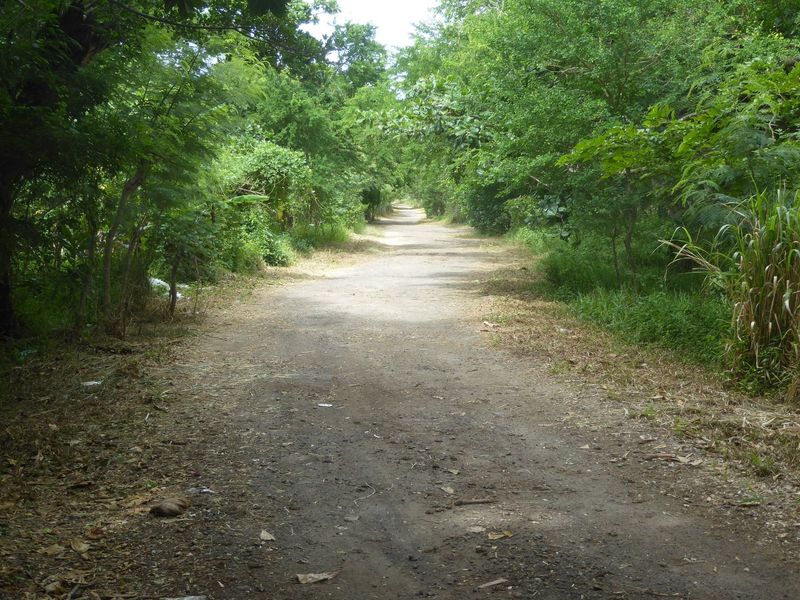 A road winds around the south side of it.