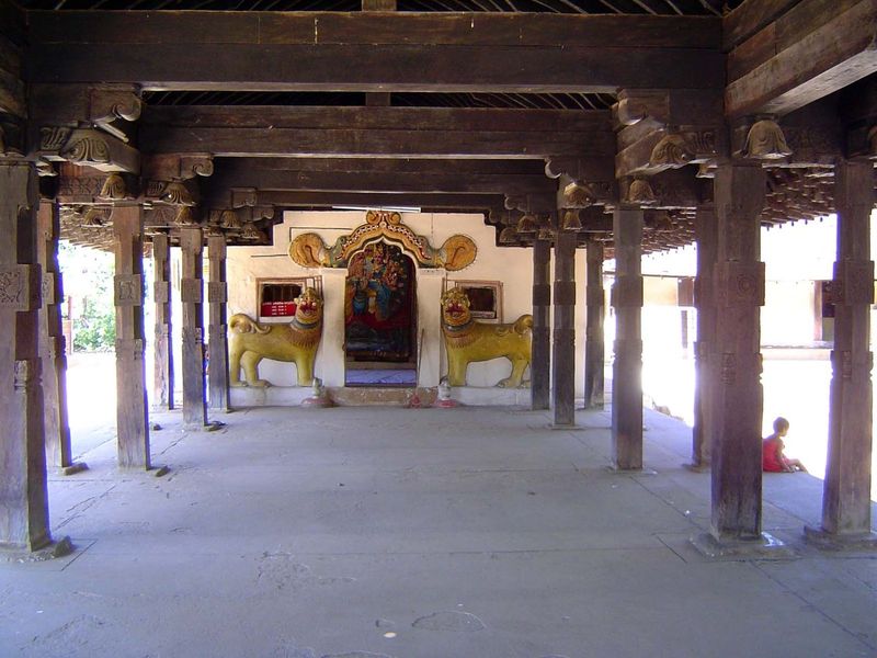 The columns in the hall are intricately carved. Like those of the Magulmaduva in Kandy, they're also replacements, in this case from 1948.