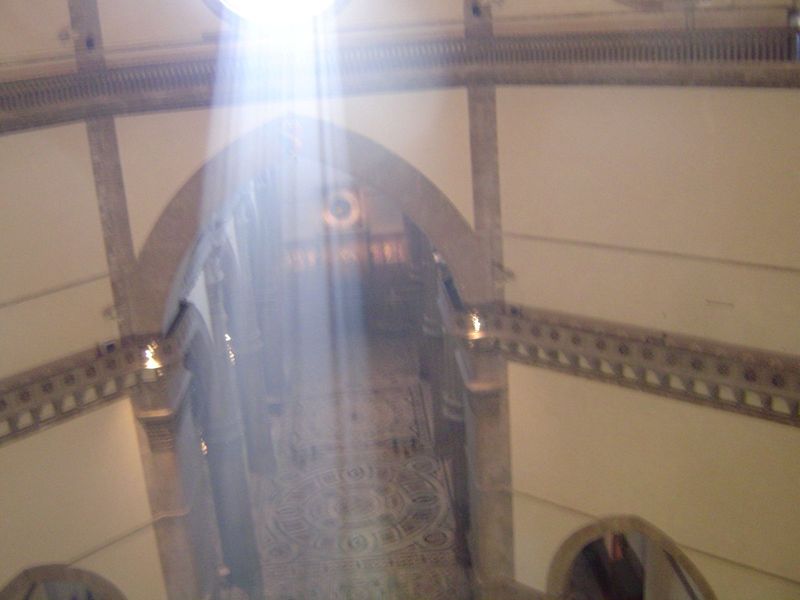 Looking down from the base of the dome to the nave.