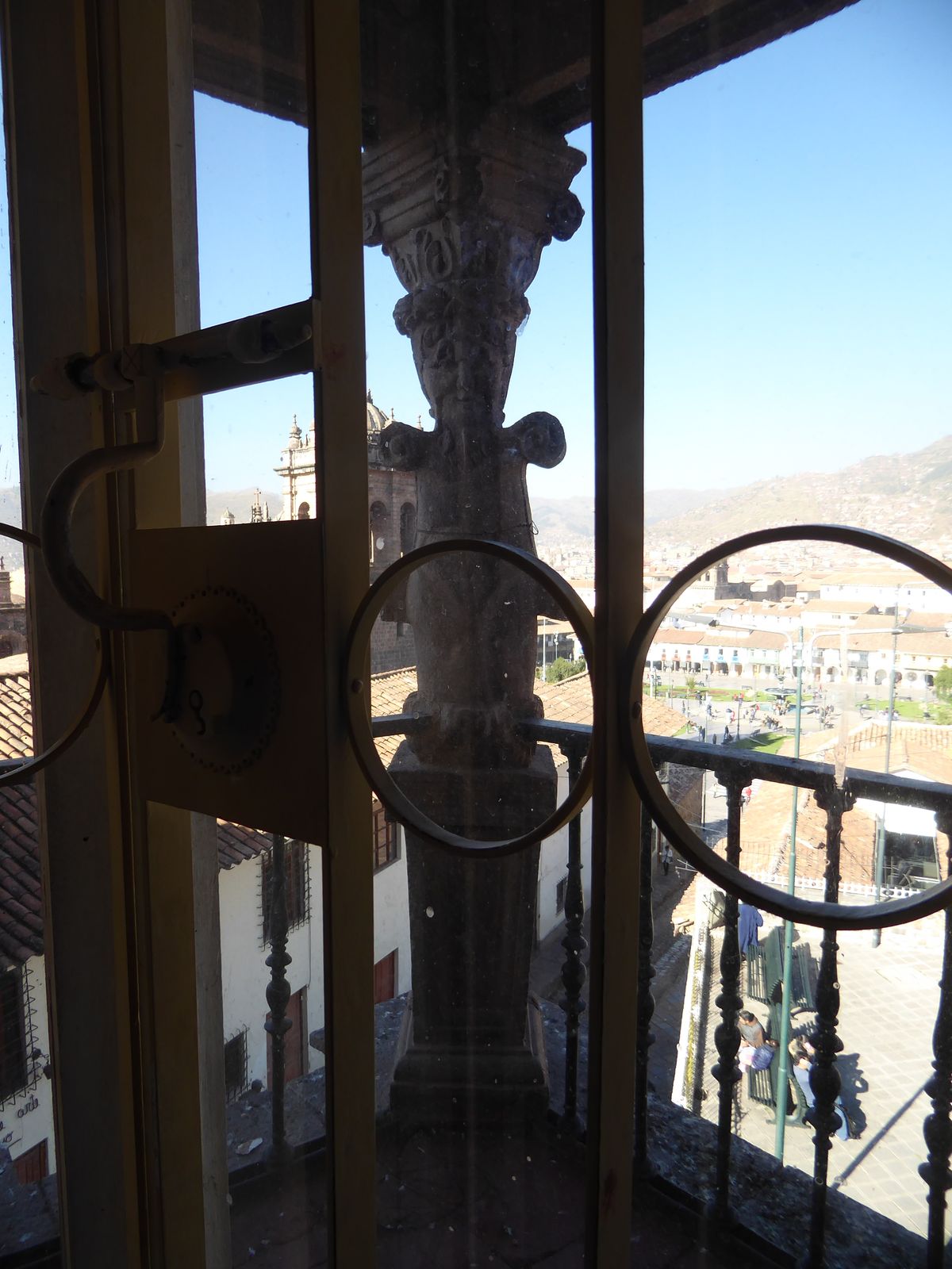View from the window in that room and over the main entrance. That's one of the cathedral towers. If you get the feeling you're being watche