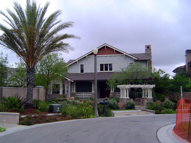 Pergola and palms, with underground wiring.