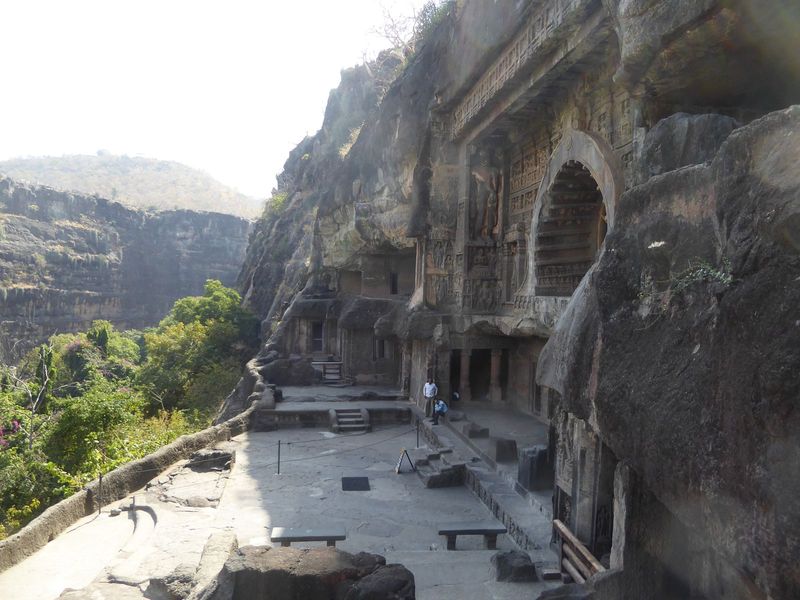 Here's Cave 26, paid for by the monk Buddhabhadra but dedicated by him to the rising regional power, the Asmakas, to whose leader the monk c
