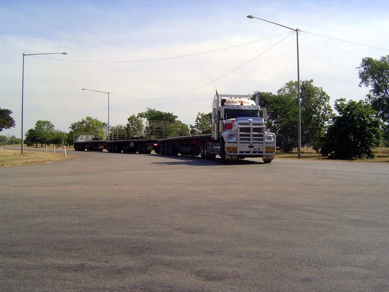 Wide turns? Can you imagine passing him? Actually, it's easy most of the time, because the road is so straight and traffic so sparse.