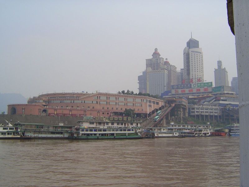 From the same spot but looking back to the capacious Chaotianmen booking hall and observation deck.
