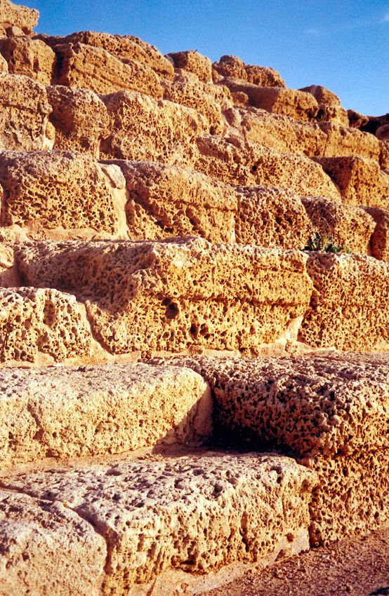 Here are a few of the seats and a staircase at the lower left from a semicircular theater Herod built just south of the city wall; it seated
