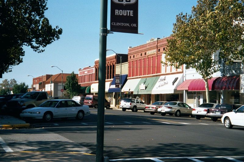 The main street of Clinton, 20 miles farther west along the interstate.