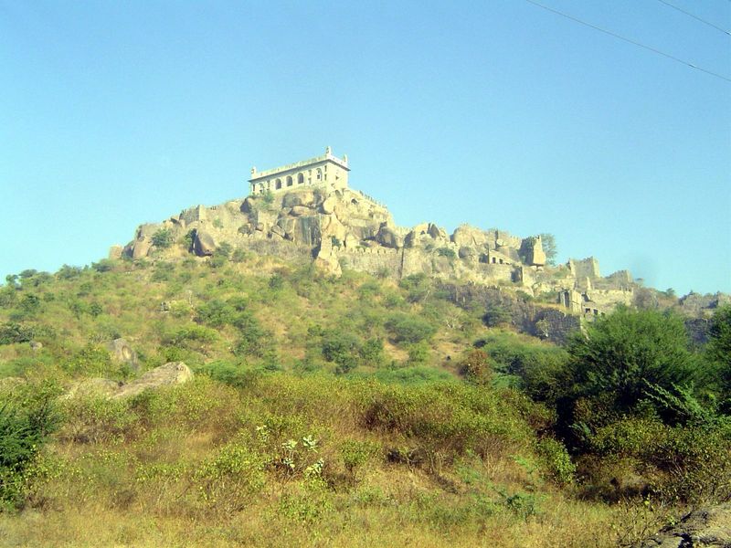 One of the most intact survivors is up top. It's variously described as a baradari—a summer palace, with plenty of ventilation—or as a durba
