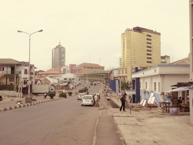 Approaching the commercial center.
