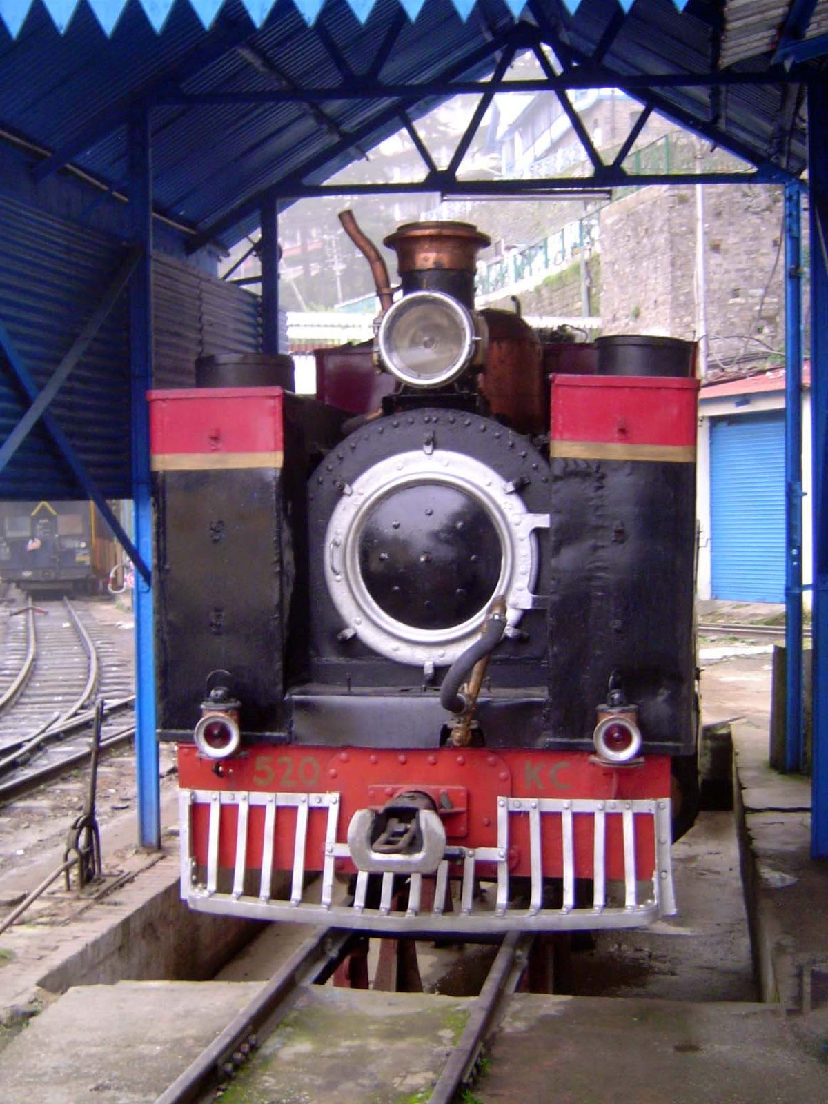 Side-tank steam-engine on display.