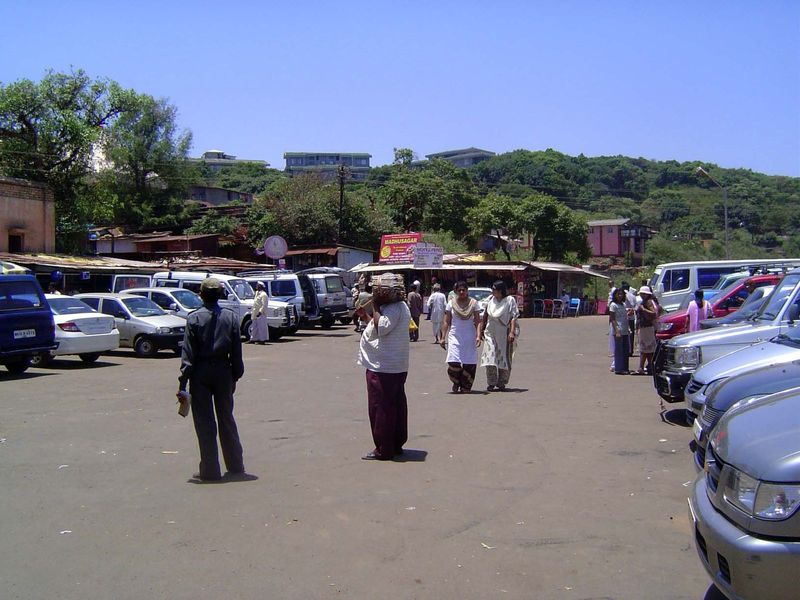 We've gone north a few miles to Old Mahabaleshwar, where people have come to visit a nearby temple.