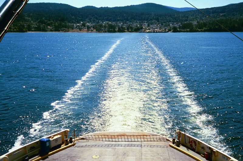 A small ferry leaves Crofton for Vesuvius, on Saltspring Island.