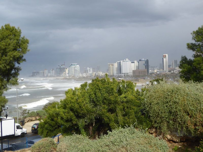 It's about 2,000 miles to Gibraltar, so the waves have plenty of room to grow. They finally break here at the hill of old Jaffa, which was J