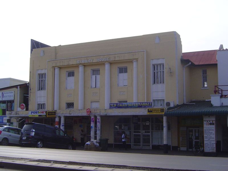 Stanley House was built in 1928 by the Public Service Association, a merchants' cooperative. It housed Barclays Bank and a jewelry store. On