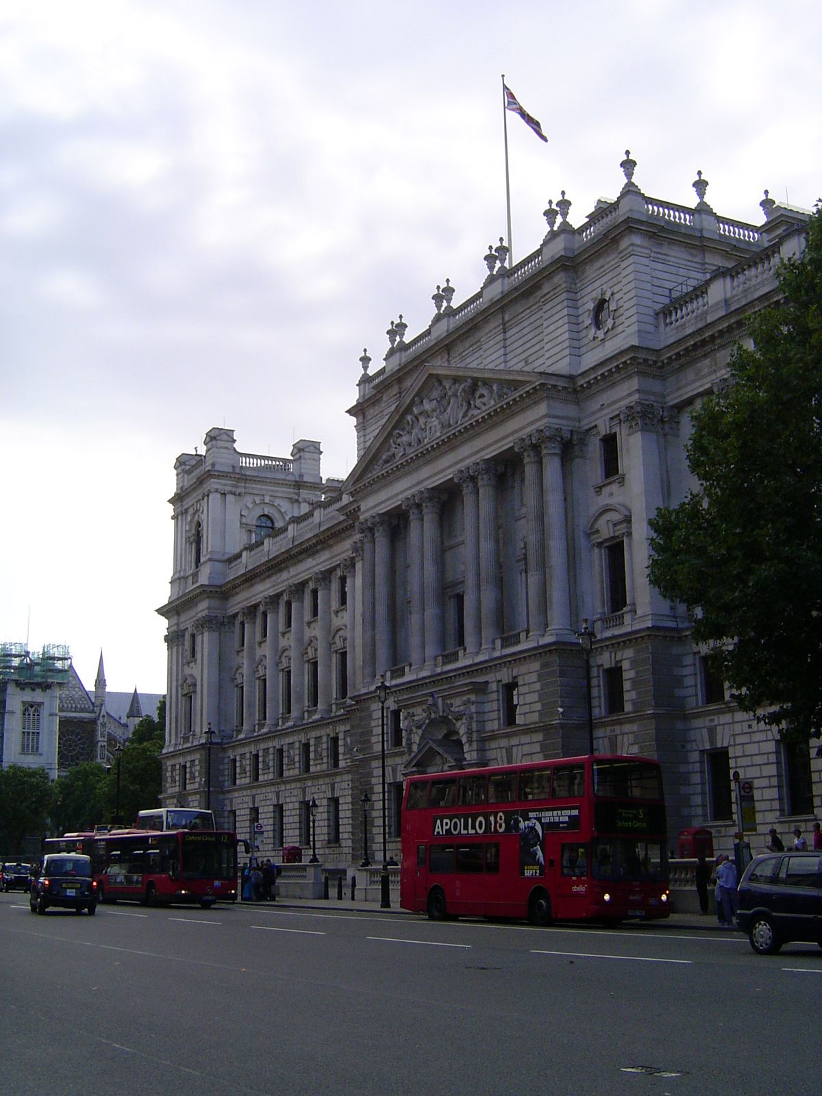Whitehall is the street running between Parliament and Trafalgar Square. Here is the massive facade of the Treasury Building on that side.